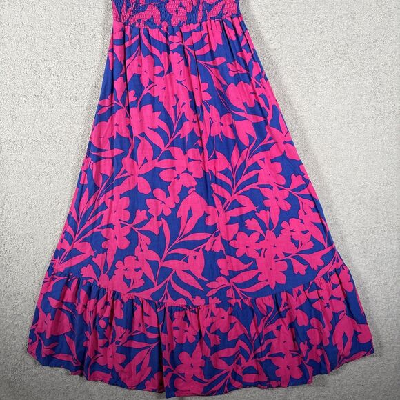 Abel the Label Sz XS Cassidy Hi-Lo Midi Dress Blue Pink Floral Flutter Sleeve - Picture 12 of 12